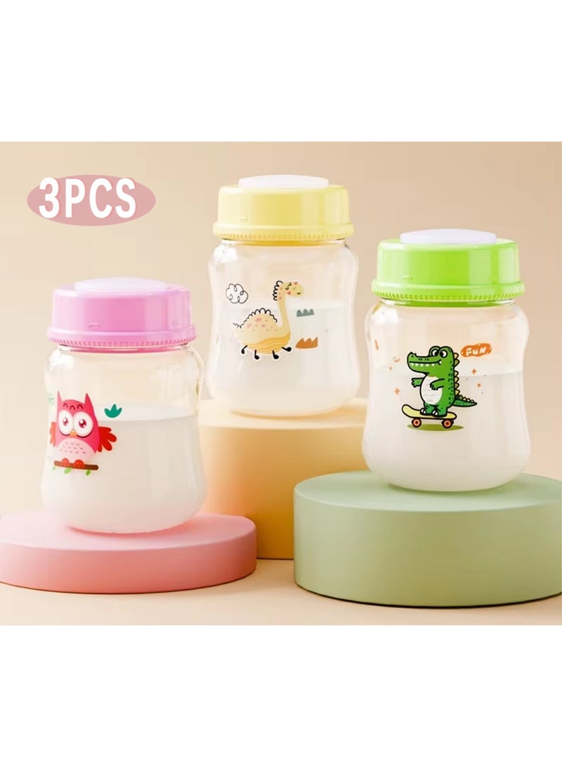 بينكو ٣ زجاجات لتخزين حليب الأم مع أغطية محكمة الإغلاق، سعة ١٥٠ مل (٥.٣ أونصة)، مثالية لتخزين حليب الأم في الثلاجة، بديل لأكياس تخزين حليب الأم، مستلزمات الرضاعة الطبيعية - Image 1